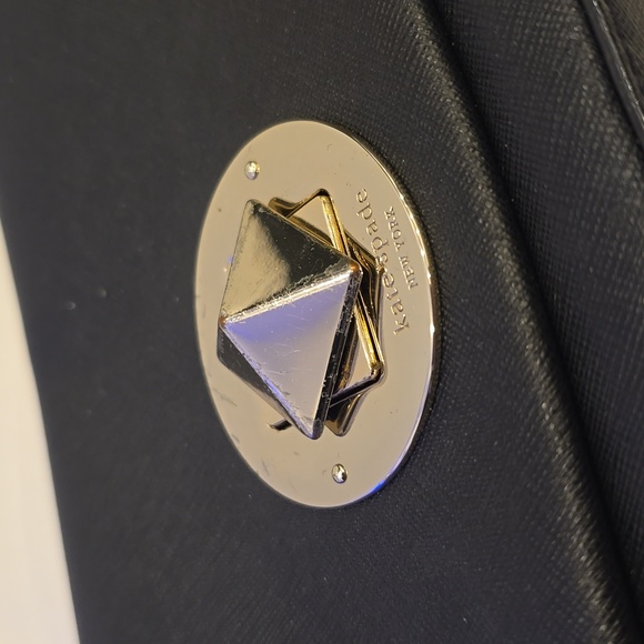 KATE Spade Small Black Purse Adjustable Crossbody Strap EUC Day Evening Flap - Picture 2 of 8